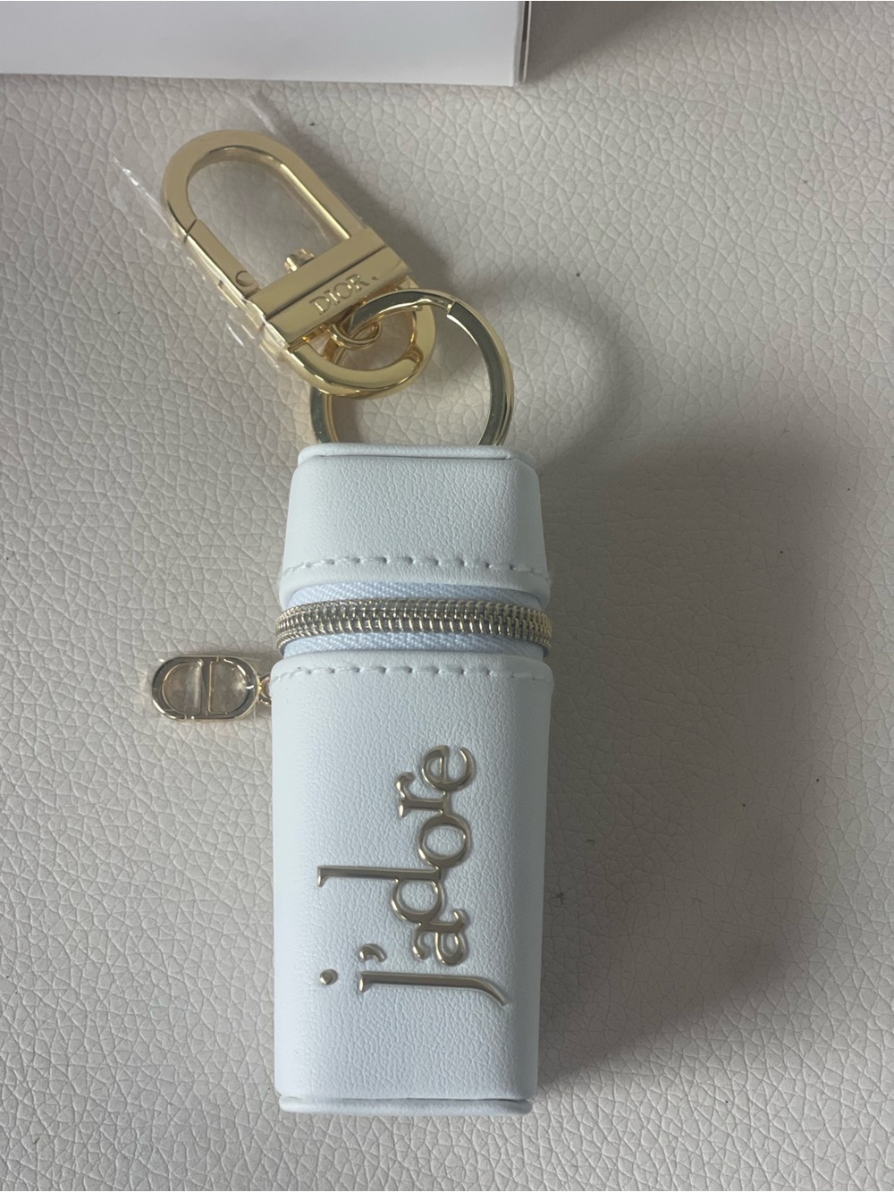 Dior White J'adore Leather Key & Card Holder with Gold Hardware - Picture 5 of 6